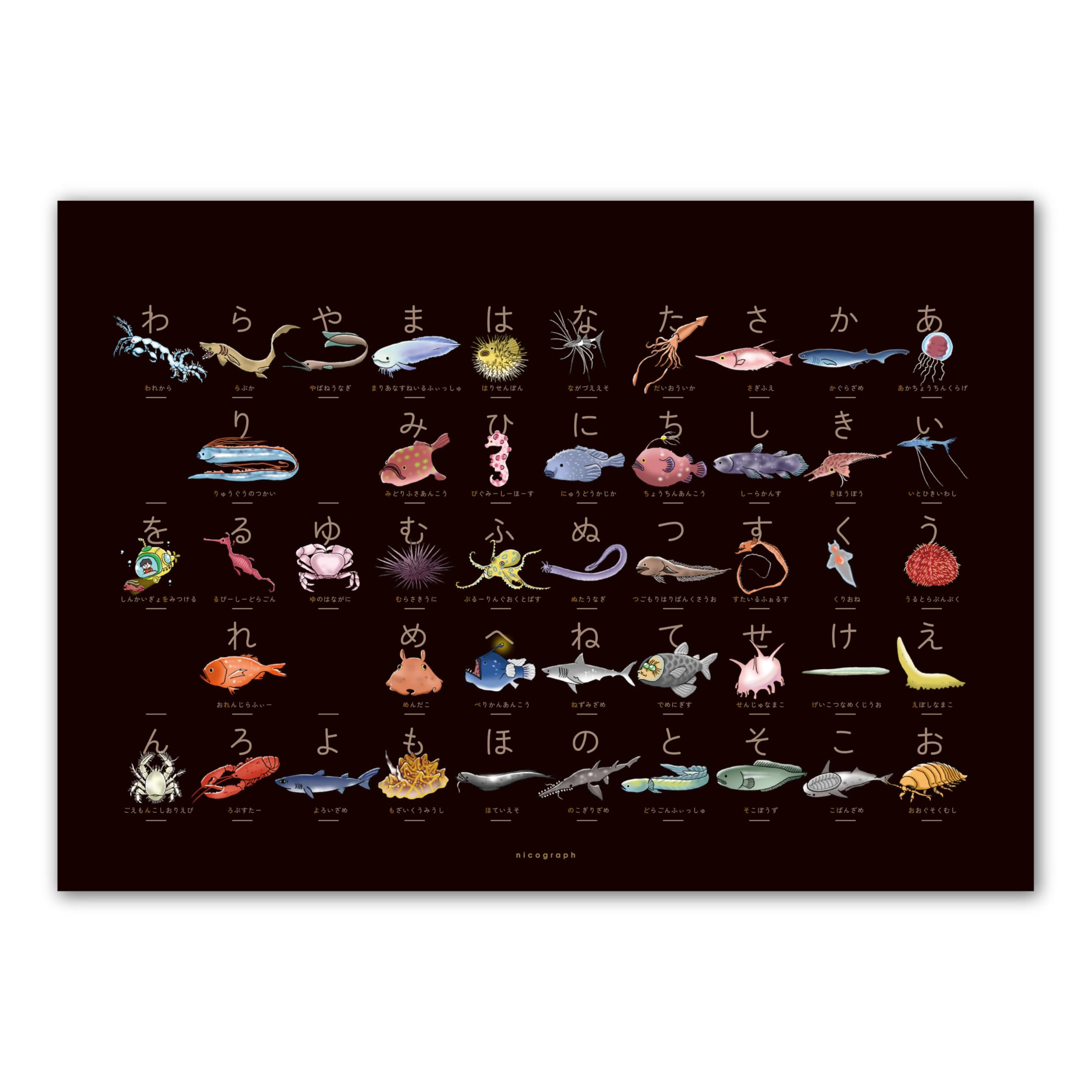 Amazon.co.jp: 【知育】深海魚のひらがな表｜深海生物だけのあいうえお